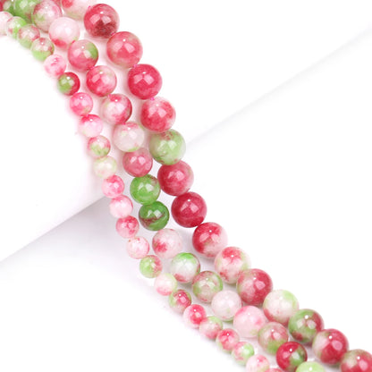 Natursteinperlen Wassermelone Turmalin Jade Lose Distanzperlen für Schmuckherstellung DIY Halskette Armband Handgefertigte Accessoires