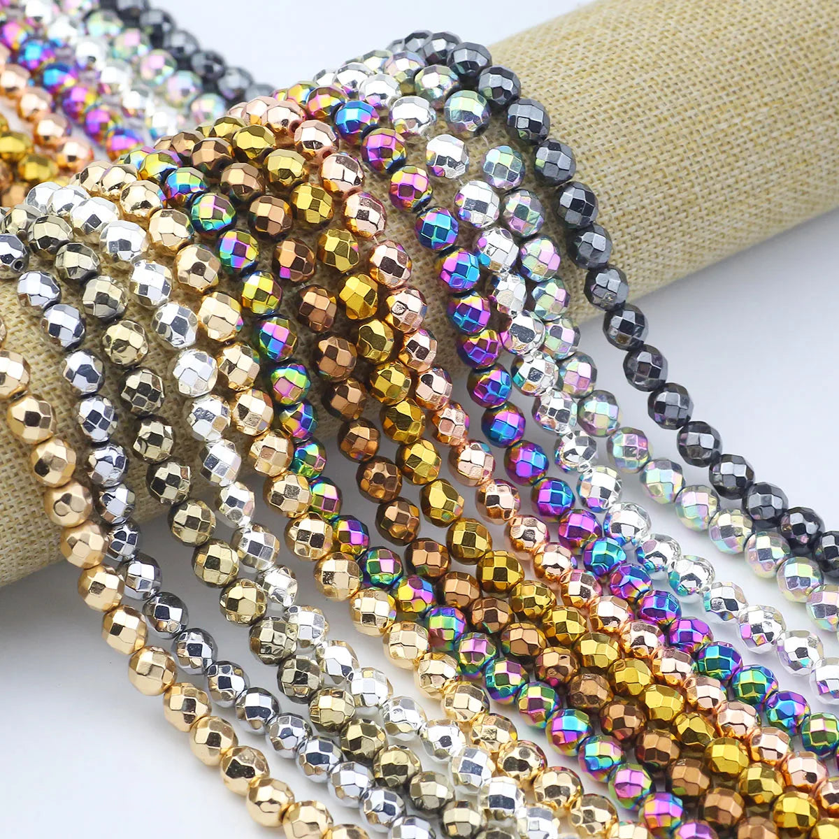 15'' Mehrfarbiger facettierter runder Hämatit-Naturstein 2/3/4/6/8/10 mm lose Perlen für DIY-Schmuckherstellung, Armband, Halskette, Earri