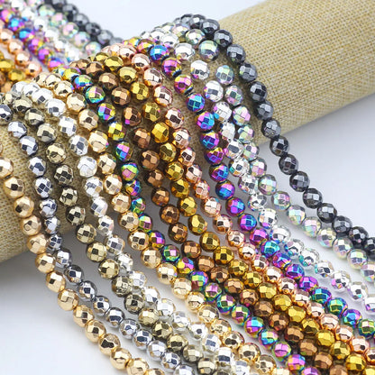 15'' Mehrfarbiger facettierter runder Hämatit-Naturstein 2/3/4/6/8/10 mm lose Perlen für DIY-Schmuckherstellung, Armband, Halskette, Earri