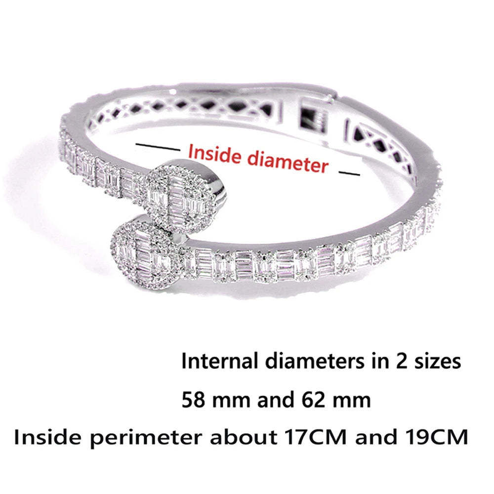 Neue Iced Out Bling Schmetterling Herz Armband Silber Farbe CZ Zirkon Oval Charme Geöffnet Armreif Für Männer Frauen Hiphop Luxus schmuck