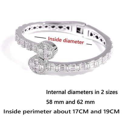 Neue Iced Out Bling Schmetterling Herz Armband Silber Farbe CZ Zirkon Oval Charme Geöffnet Armreif Für Männer Frauen Hiphop Luxus schmuck