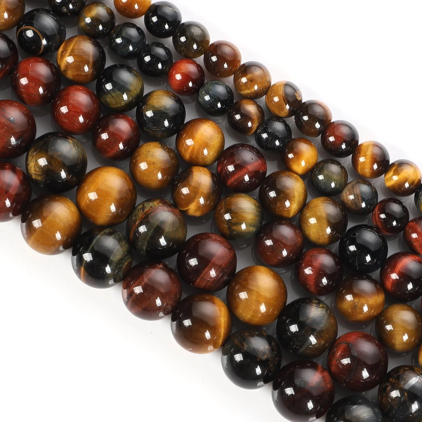 Natursteinperlen, mehrfarbig, Tigerauge, lose Distanzperlen für die Herstellung von Armbändern, Schmuck, DIY-Zubehör, Auswahlgröße 4/6/8/10/12 mm