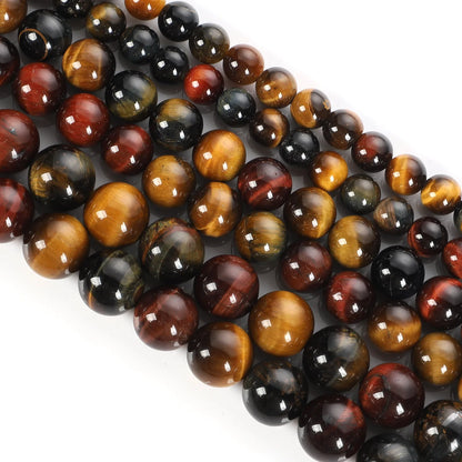 Natursteinperlen, mehrfarbig, Tigerauge, lose Distanzperlen für die Herstellung von Armbändern, Schmuck, DIY-Zubehör, Auswahlgröße 4/6/8/10/12 mm