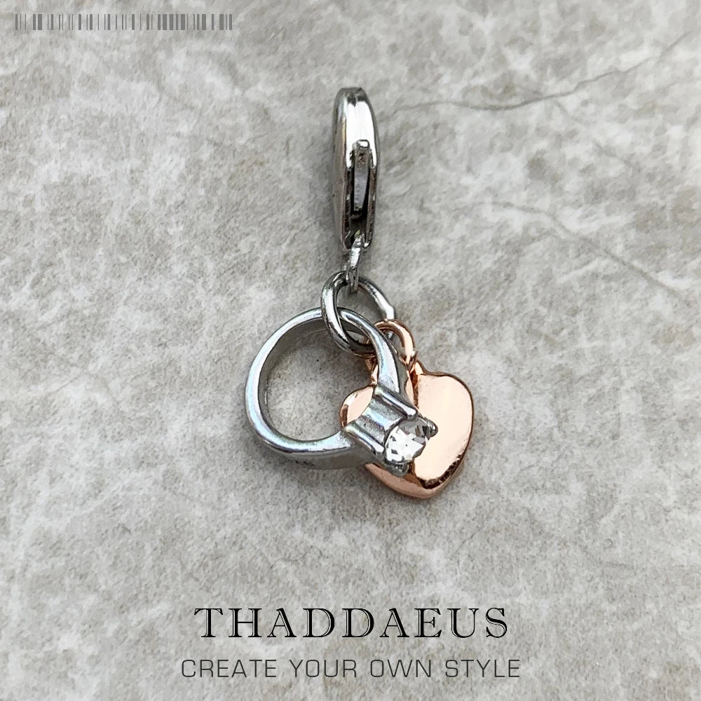 925 Sterling Silber Romantische Hochzeit Ring & Rose Gold Farbe Herz Anhänger Charme Für Frauen Neue Mode Schmuck