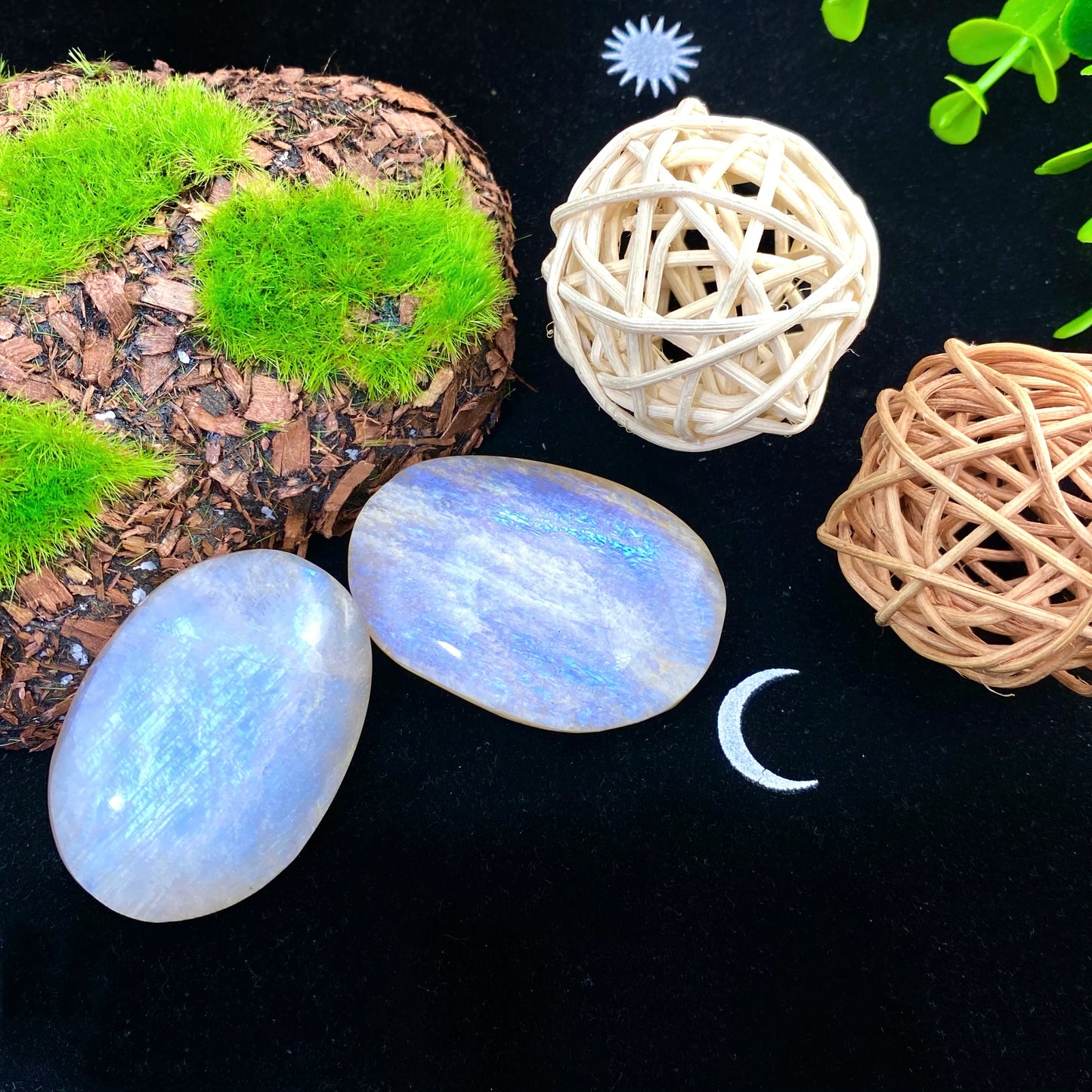 Zufälliger 1 x Mond- und Sonnen-Mondstein, polierter Palmenstein, Steinsammlungen, ausgezeichnete Geschenke, Geschenk für Freunde, DIY-Deko, Raumdeko