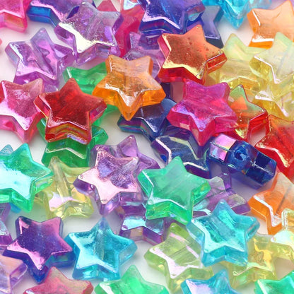 50 Stück transparente AB-Farbe, fünfzackiger Stern, Acrylperlen, lose Distanzperlen für Schmuckherstellung, DIY-Handwerk