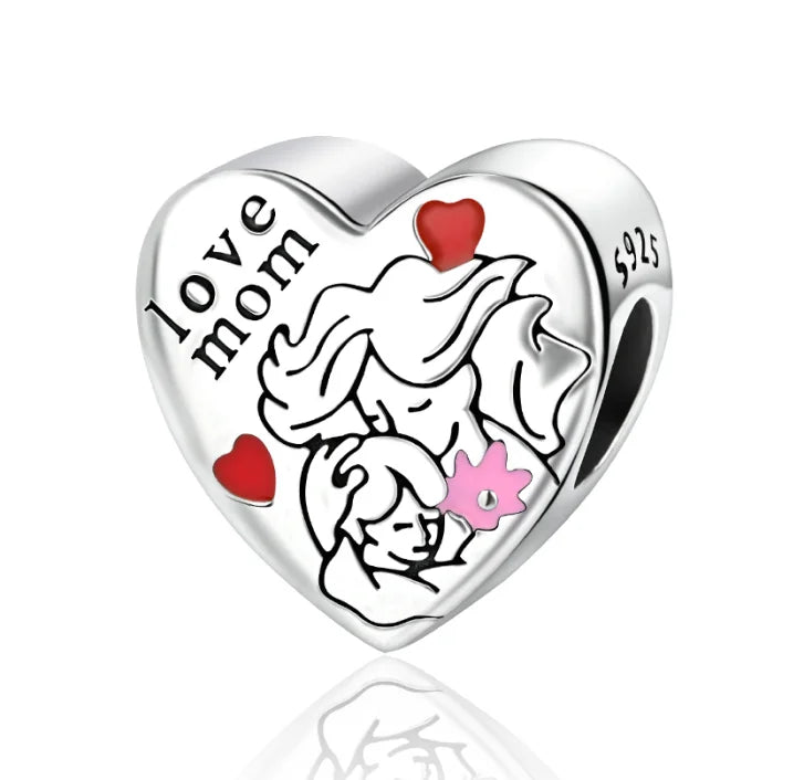 Bezaubernde herzförmige Perlen aus 925er-Sterlingsilber, Familie, Liebe, Tier, Fußabdruck, Charm-Armband, Halskette, passend für Frauen, DIY-Urlaubsgeschenke