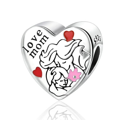 Bezaubernde herzförmige Perlen aus 925er-Sterlingsilber, Familie, Liebe, Tier, Fußabdruck, Charm-Armband, Halskette, passend für Frauen, DIY-Urlaubsgeschenke