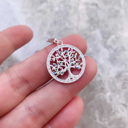 Echter 925er Sterlingsilber-Modeschmuck, bunter Baum-Anhänger, Charm für Frauen, Tropfenverschiffen, Großhandel