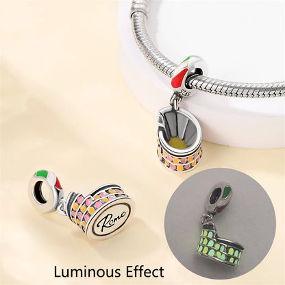 Kreativer Doppel-Charm aus 925er-Sterlingsilber, Eiffelturm, goldenes Herz, passend für DLY-Armbänder, Halsketten, Damen-Dating-Schmuck-Accessoires