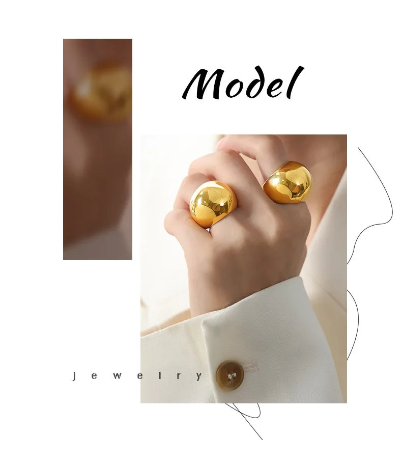 Mode Frauen Edelstahl Ring Oval Weibliche Luxus Ring Punk Zubehör Ästhetik Schmuck Party Geschenk Großhandel