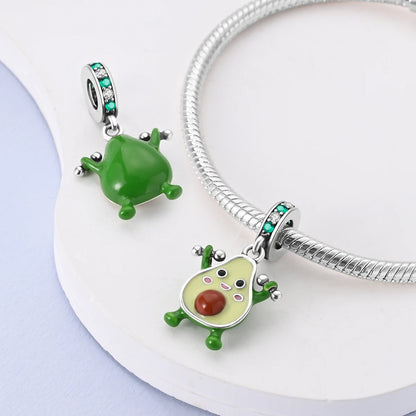 Obst-Charm-Perle aus 925er Silber, Erdbeere, Kirsche, Avocado-Anhänger, passend für Original-Armbänder, DIY-Modeschmuck