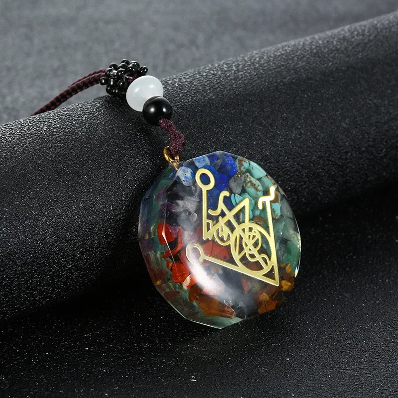 Retro Bunte Chips Natürliche Türkis Amethyst Stein Chakra Orgon Energie Pendel Amulett Reiki Heilung Anhänger Halskette