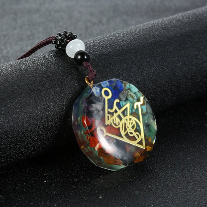 Retro Bunte Chips Natürliche Türkis Amethyst Stein Chakra Orgon Energie Pendel Amulett Reiki Heilung Anhänger Halskette