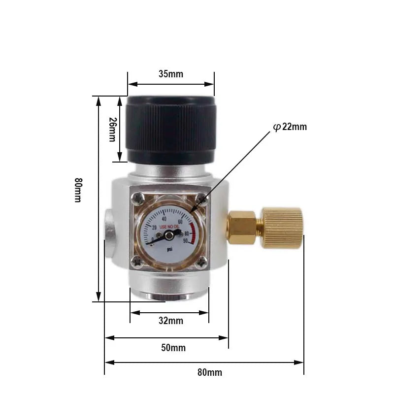 Homebrew Co2-Regler, 0–90 psi, 5/8–18UNF, Gewinde passend für 74 g Co2-Kartusche, tragbar, Mini, professionelle Qualität, schnelle Karbonisierung