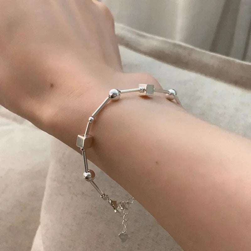 VENTFILLE 925 Sterling Silber Perle Geometrie Halskette für Frauen Mädchen Koreanische Design Vielseitig Halsband Schmuck Dropship Großhandel
