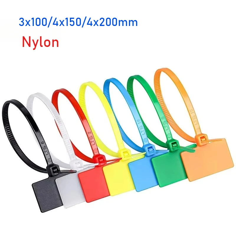 3 x 100/4 x 150/4 x 200 mm, einfach zu markierende Nylon-Kabelbinder, Etiketten, Kunststoff-Schlaufenbinder, Markierungen, Kabeletiketten, selbstsichernde Kabelbinder