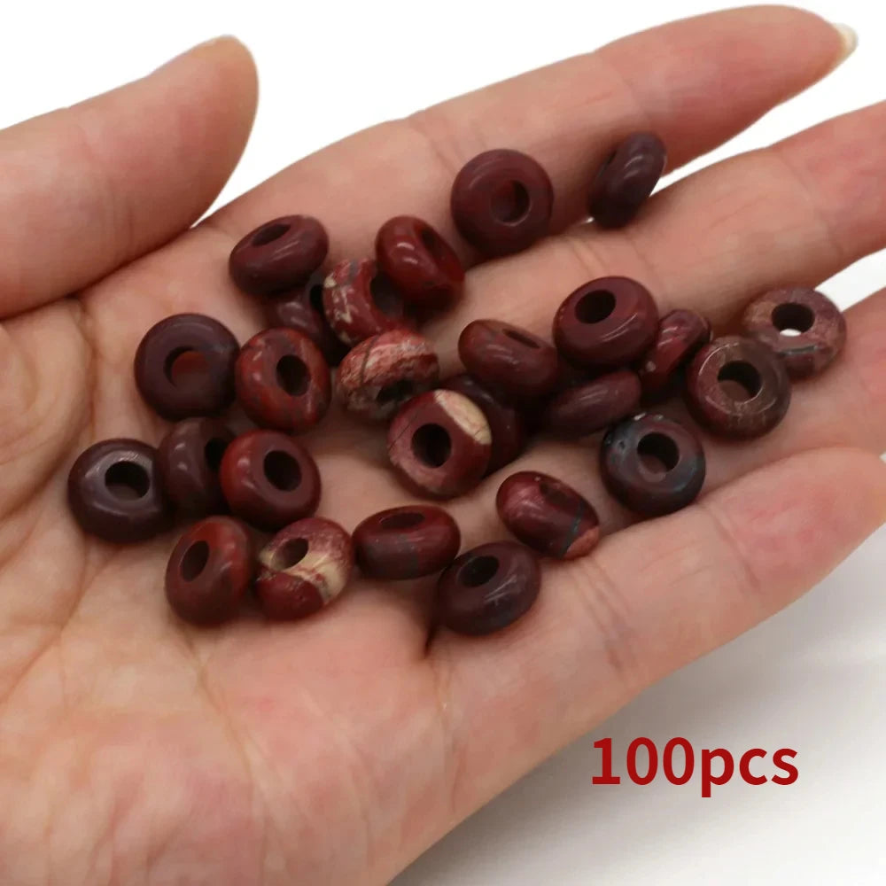 Großhandel 100 Stück Natursteinperlen, großes Loch, Abacus-Form, Agts-Steinperlen für die Herstellung von Schmuck, Halsketten, Loch 4 mm, Größe 5 x 10 mm