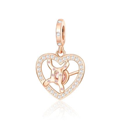 Roségold-Serie, 925er-Sterlingsilber, Zwölf Sternbilder, Halbmondkrone, High-Heel-Charm, passend für DIY-Armbänder, Halsketten, Geschenke