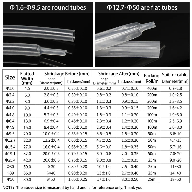 2 - 10M Transparenter 3:1 Schrumpfschlauch mit Klebstoff 1,6 ~ 39mm Doppelwandiger Klebstoffbeschichteter Polyolefin-Schrumpfschlauch Kabelschutzhülle