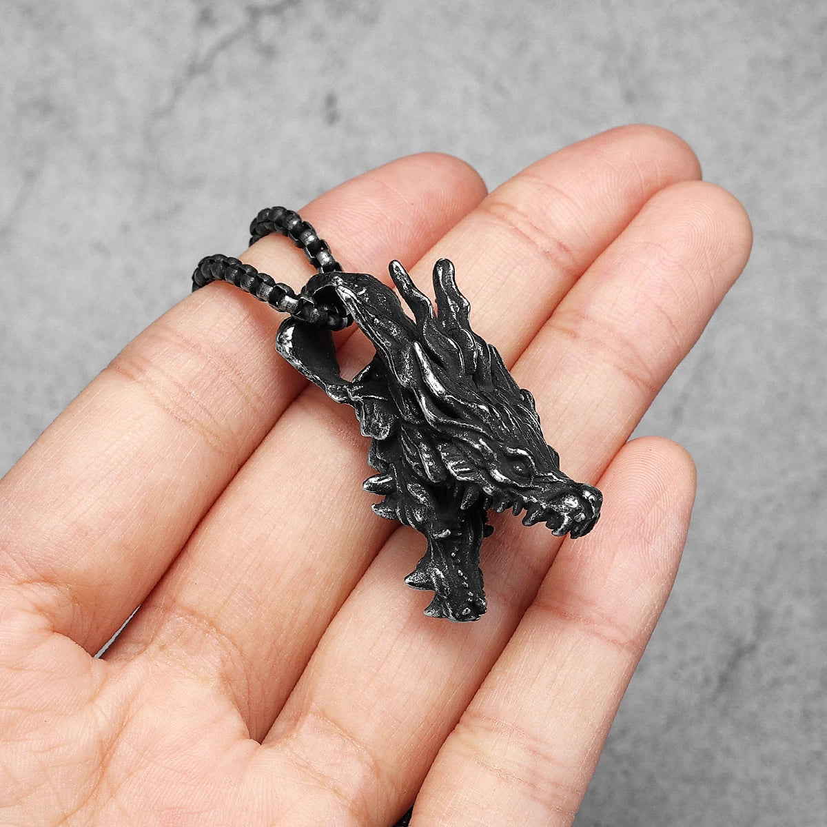 Retro Drachen Kopf Männer Halsketten Edelstahl Anhänger Kette Frauen Punk Mode Schmuck Neue In Zubehör Geschenke Großhandel