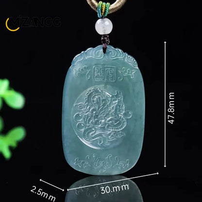 Natürlicher Jadeit-Anhänger mit blauem Wasserdrachen und Sternzeichen, modischer Charme, Eistyp-Jadeit-Halskette, festliches Geschenk für Männer und Frauen