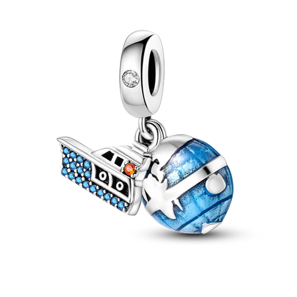 Reisepass-Charms aus 925er-Sterlingsilber, passend für Original-Armbänder, DIY-Flugzeug-Erde-Perlen für die Schmuckherstellung als Geschenk