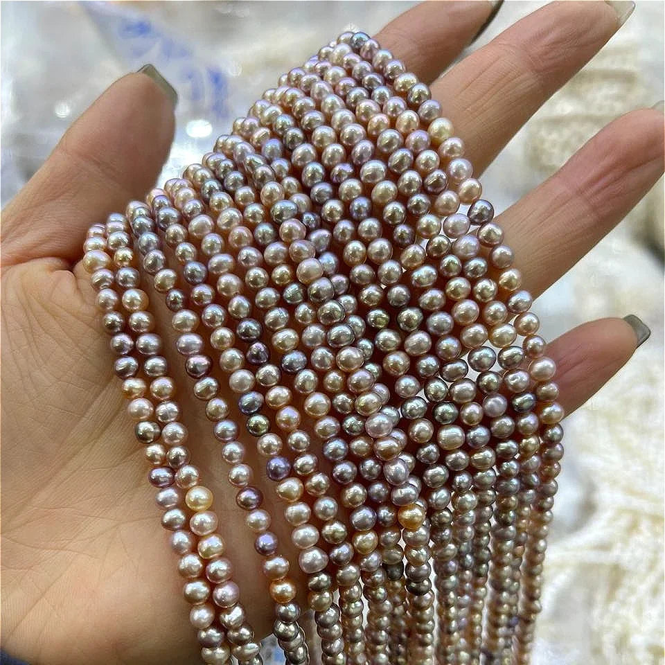 4-5mm 4A Natürliche Süßwasser Lila Runde Perlen Feines Geschenk Damen Premium Perlen Schmuck Machen DIY Halskette armband Zubehör