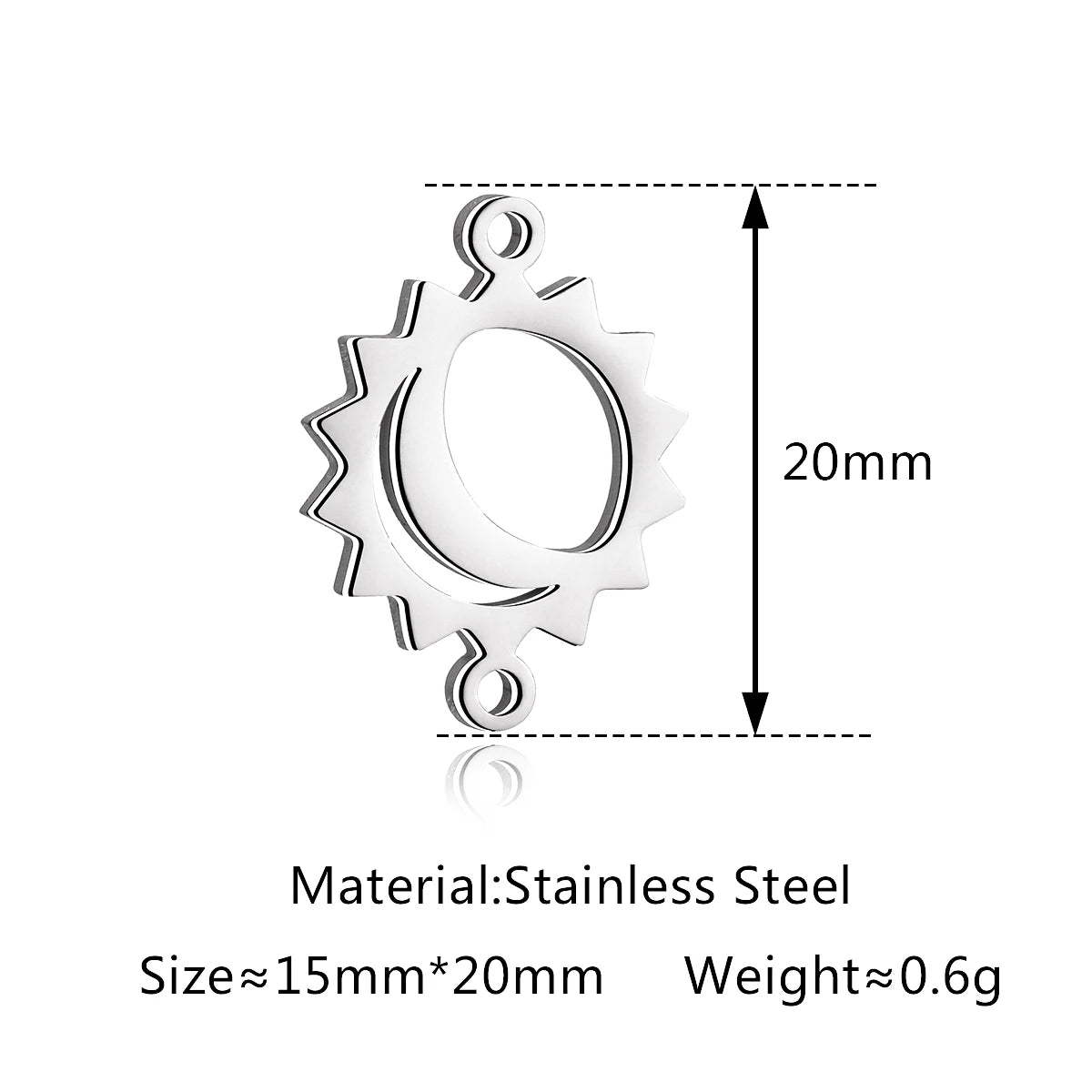 5Pcs Hohl Stern/Mond/Sonne Doppel Loch Charme Edelstahl Halskette Armband Anhänger DIY Link Stecker Schmuck machen Liefert