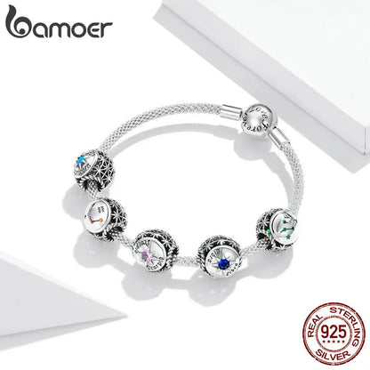 BAMOER Sternzeichen-Charm-Perlen aus 925er-Sterlingsilber, passend für Charm-Armbänder, 12 Sternbilder, Zirkonia-Charm SCC1725