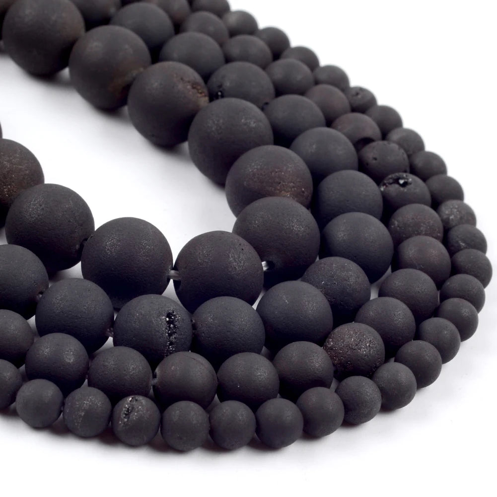 Natürliche Stein Perlen 6 8 10 12mm Schwarz Gold Farbe Linie Achate Runde Perlen Für Schmuck Machen DIY handgemachte Armband Halskette 15''