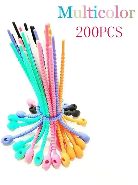 5/200 Stück Wiederverwendbare Silikon-Kabelorganizer, Aufbewahrungshalter, Kabelbinder, Taschenclip, Lebensmittelkonservierer, Kopfhörer-Kabelclips