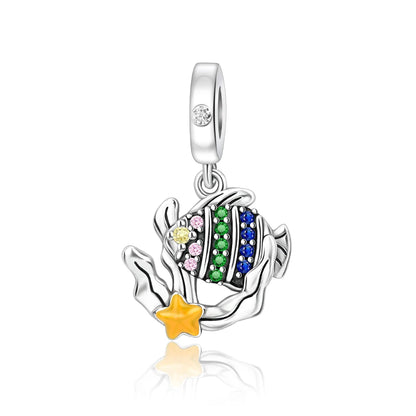 Beliebter Charm-Anhänger aus 925er-Sterlingsilber mit Delfin, sicherer Kette, Muschel und Qualle, passend für Armbänder, exquisites Strandparty-Geschenk