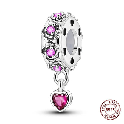 Lucky Clover Clip Charms 925 Sterling Silber Original Black Cat Stopper Clamp Silikon Spacer Charm für DIY Schmuck Armband