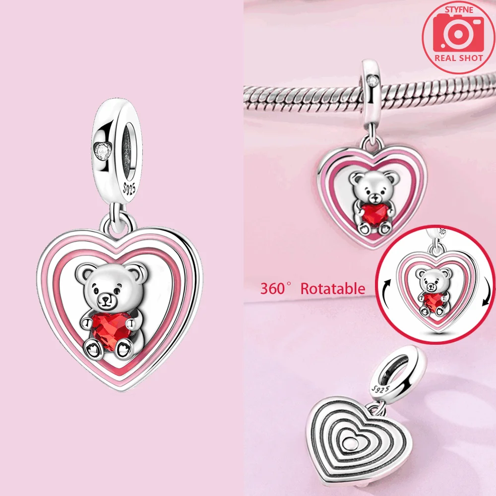 Sterling Silber 925, Fantasie, buntes Herz, Charm-Planeten-Anhänger, Perlen, passend für Original-Armband, Perle für Frauen, edler Schmuck, Geschenk
