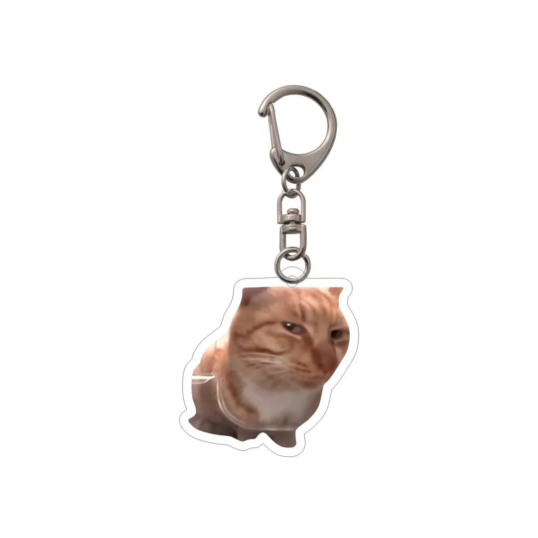 Huh Katzen-Schlüsselanhänger, Meme-Schlüsselanhänger, Fanny-Katze, Schlüsselanhänger, sprechende Katzen, verwirrte Katze, Anhänger, süßes Geschenk