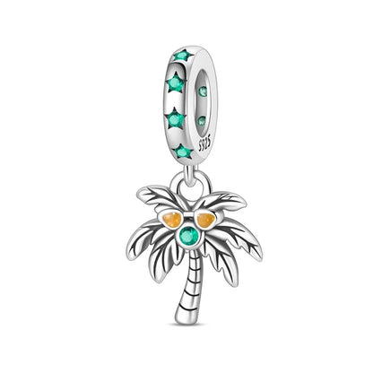 Gemütlicher Charm aus 925er-Sterlingsilber für Strandausflüge, hawaiianischer Bikini, Surfen, Kokosnussbaum, passend für DIY-Armbänder, Halsketten, Reisesouvenirs