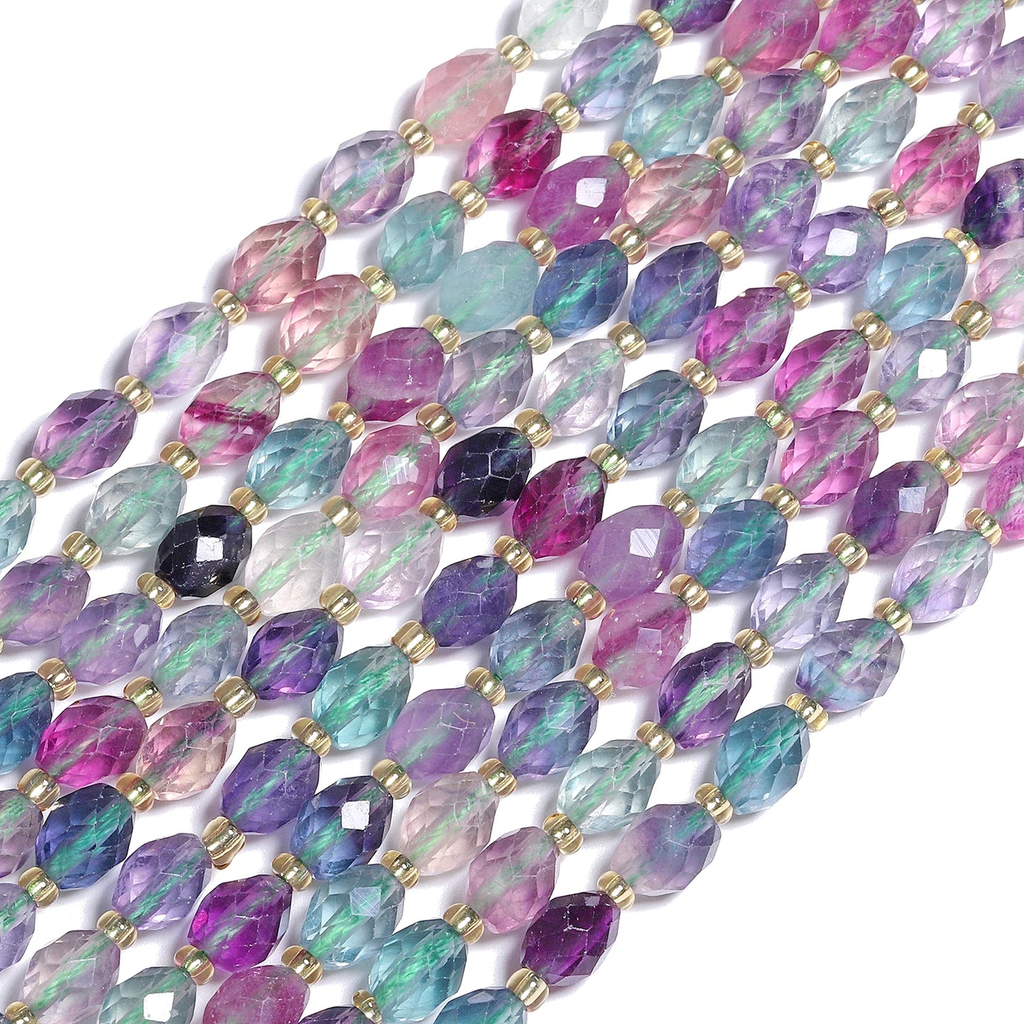 AAA Facettierte natürliche farbige Fluorit-Quarzperlen, 8 x 7 mm, ovale Form, Perlen für Schmuckherstellung, DIY-Perlenzubehör