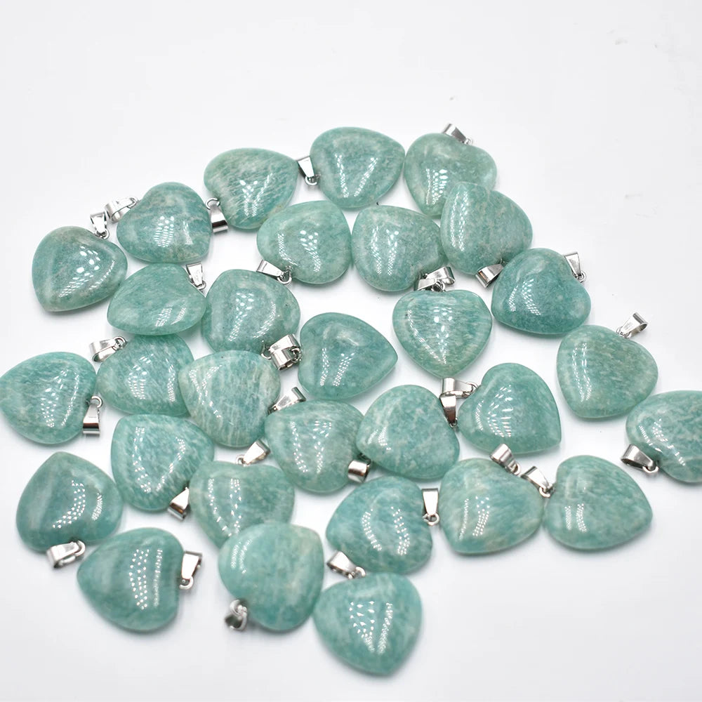Großhandel 50 teile/los Mode 20mm herz naturstein amazonit charms anhänger für schmuck machen Kostenloser versand