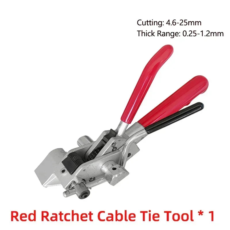 Ratschen-Edelstahl-Kabelbinderzange für Breite 4,6–25 mm, Dicke 0,25–1,2 mm, Umreifungsmaschine, Anziehwerkzeug, Kabelbinderpistole