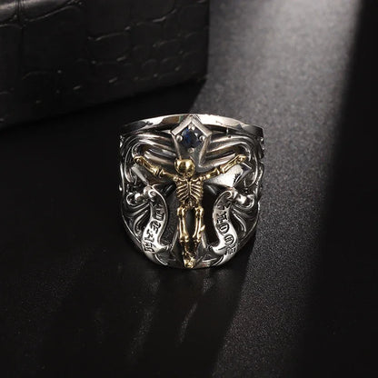 Retro Poseidon Kompass Ring versilbert Hexagramm Öffnung verstellbarer Ring Männer und Frauen Hip-Hop Trend Schmuck Geschenk