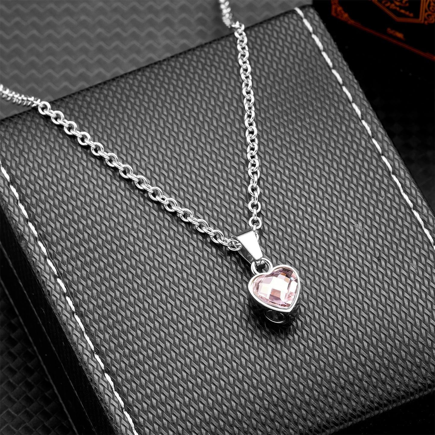 Herz-Urnen-Halskette aus Edelstahl mit Geburtsstein – Urnen-Schmuck für menschliche Asche, Andenken-Urnen-Schmuck