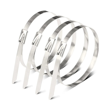 100 Stück 4,6 Edelstahl-Kabelbinder mm selbstsicher nde Hochleistungs-Kabelbinder Mehrzweck-Metall-Auspuffwickel-Verriegelung binder