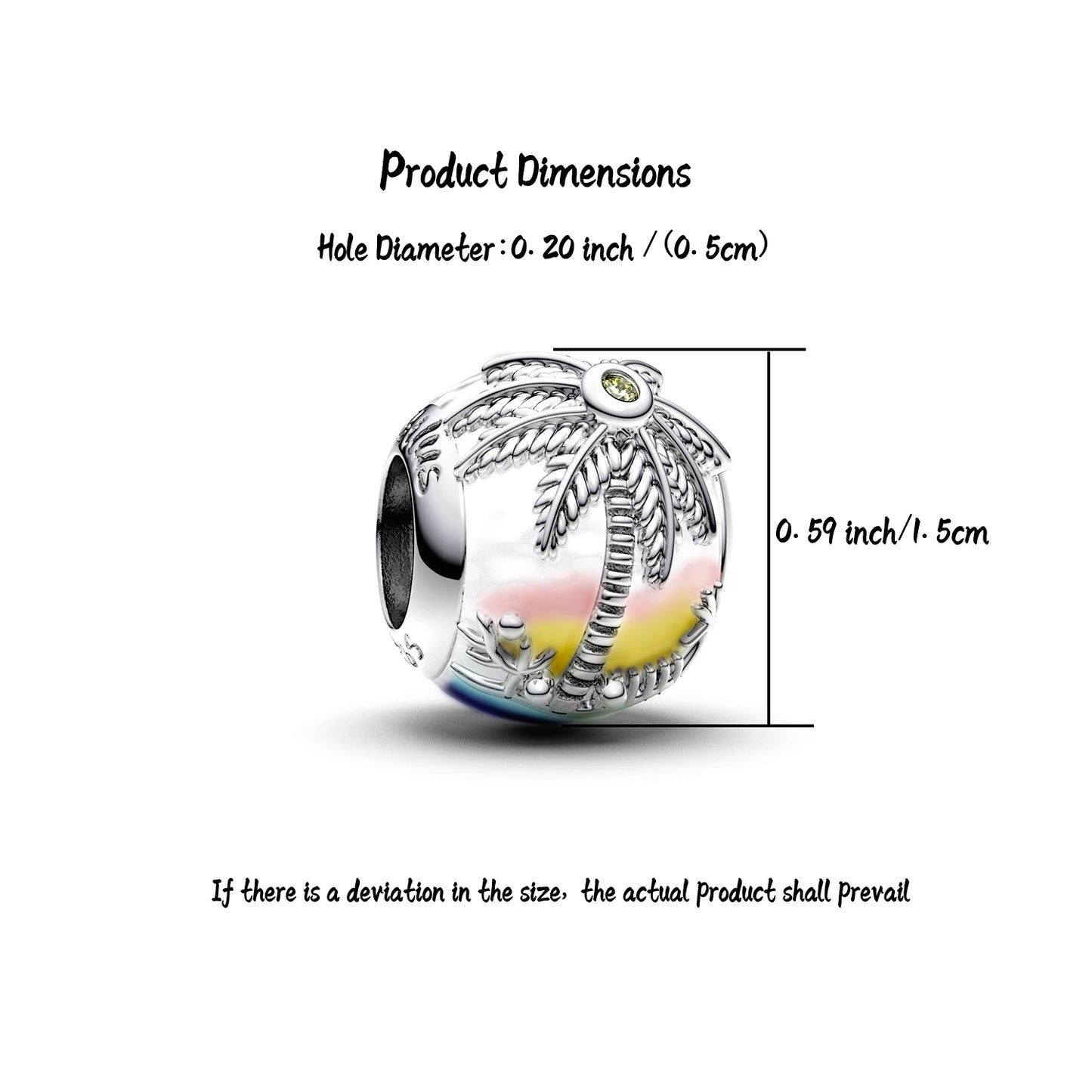 Manyilus S925 Silber Kokosnussbaum Strand Charm für Original Armband, Tropische Insel Schmuck Anhänger DIY, Sommer Urlaub Geschenk