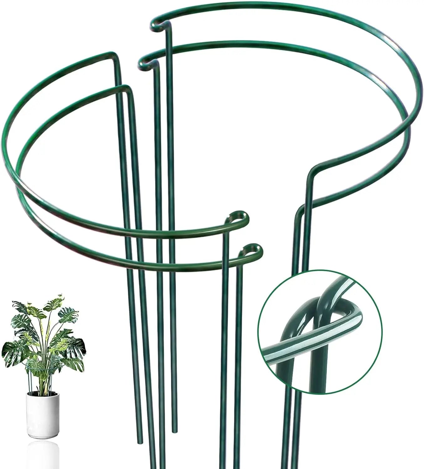 35 cm Metall-Halbkreis-Pflanzengitter, 6-12 Stück, für den Innenbereich, zur Befestigung von Pfingstrosen, grünen Radieschen und Topfpflanzen, Garten-Kletterstütze