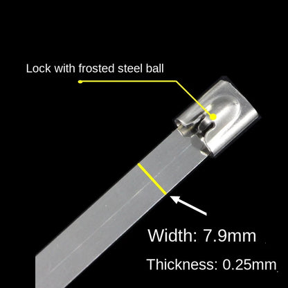 7,9 * 500 mm selbstsicherndes Kabelbinder-Schild aus Edelstahl 201 mit fester Bindung und Schnalle