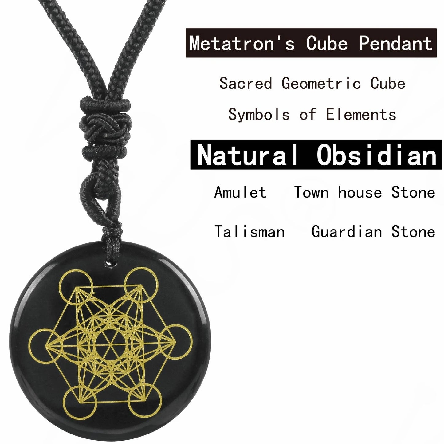 Natürlicher Kristallstein, Metatronwürfel, mehrdimensionale Anhänger, Mythologie, Engel, geheimnisvolle göttliche Symbole, Reiki-Energie-Halsketten