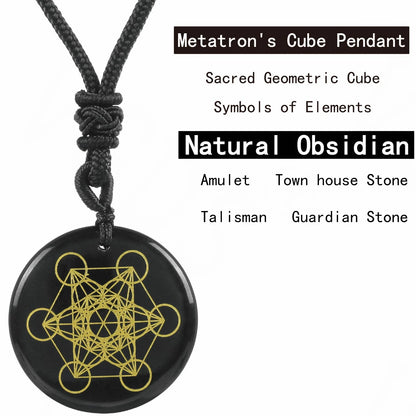 Natürlicher Kristallstein, Metatronwürfel, mehrdimensionale Anhänger, Mythologie, Engel, geheimnisvolle göttliche Symbole, Reiki-Energie-Halsketten
