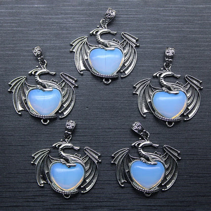 10 Stück bunte Drachen Naturstein Amethyst Quarz Kristall Herz Perle Anhänger für DIY Schmuck Halskette Anhänger Frauen Geschenke