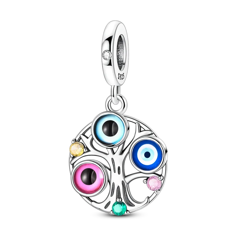 Anhänger Fatimas Hand Nazar Eye Massives 925er Sterlingsilber, baumelnder Charm-Schutz-Anhänger für Damen, Sommer, edler Schmuck